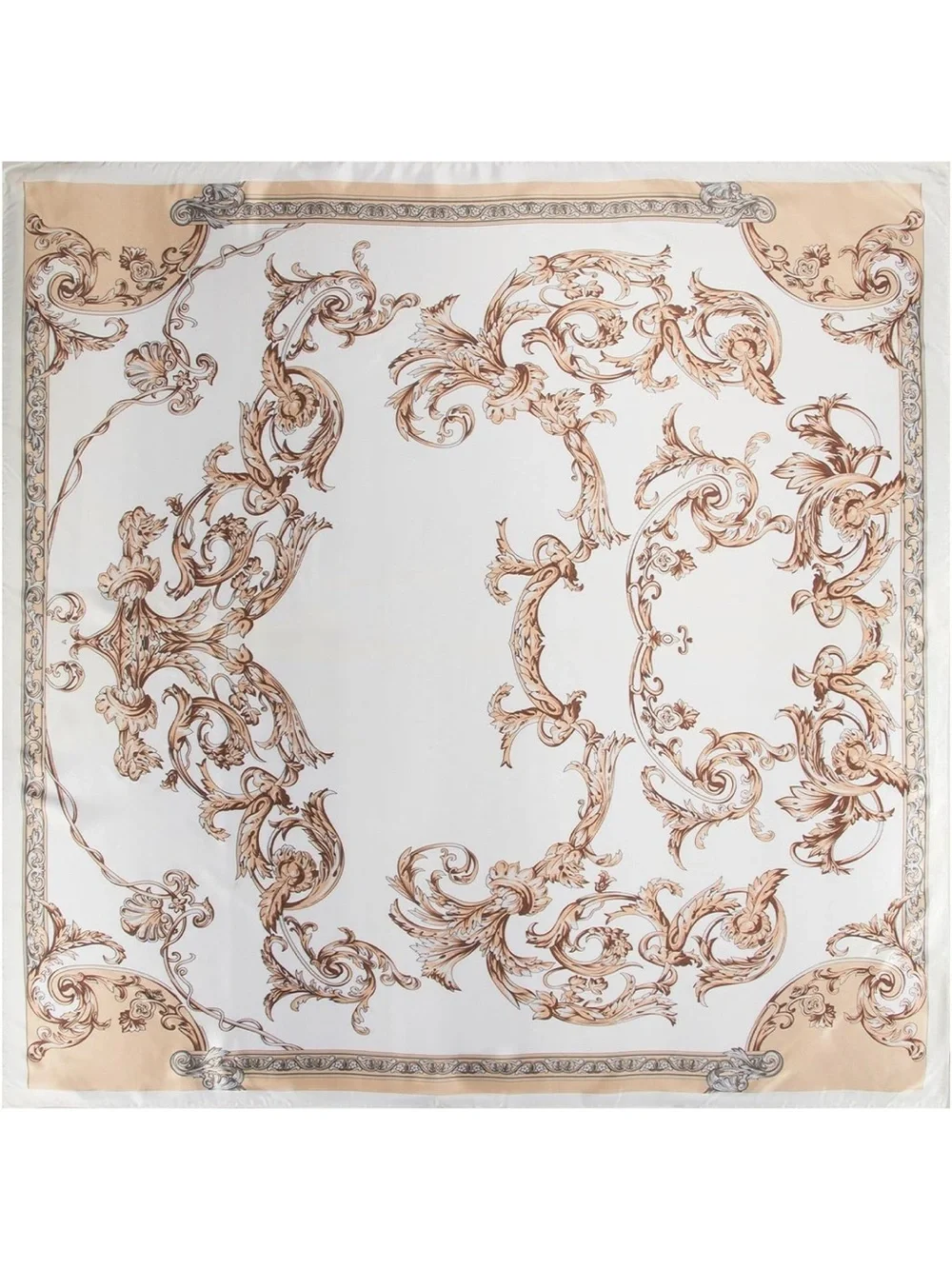 Silky Cream & Gold Printed Head Scarf